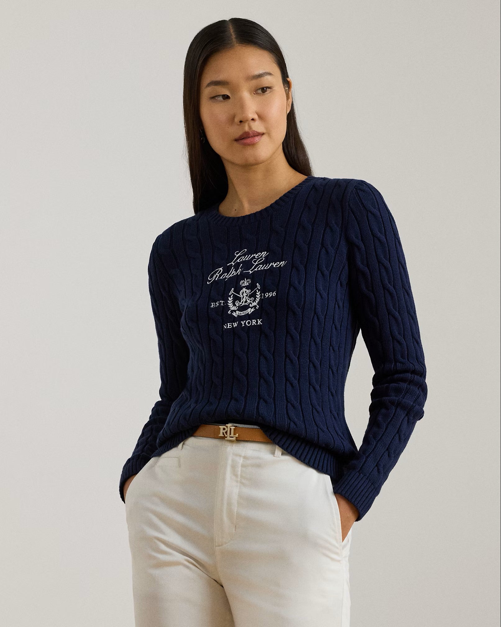Navy Blue Rinett Cotton Pullover Sweater