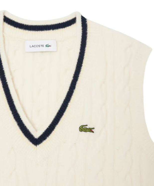Cream Cable-Knit Sweater with Classic Fit