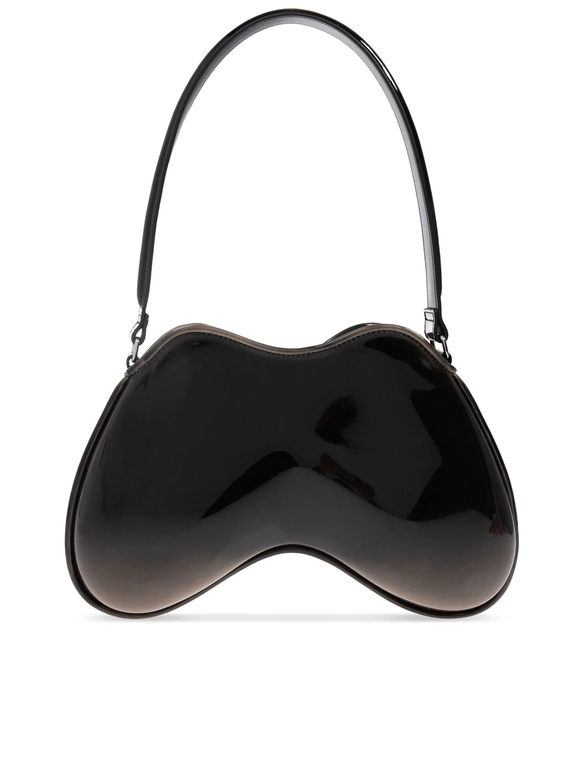 Black Play Double-D Sculptural Glossy Handbag