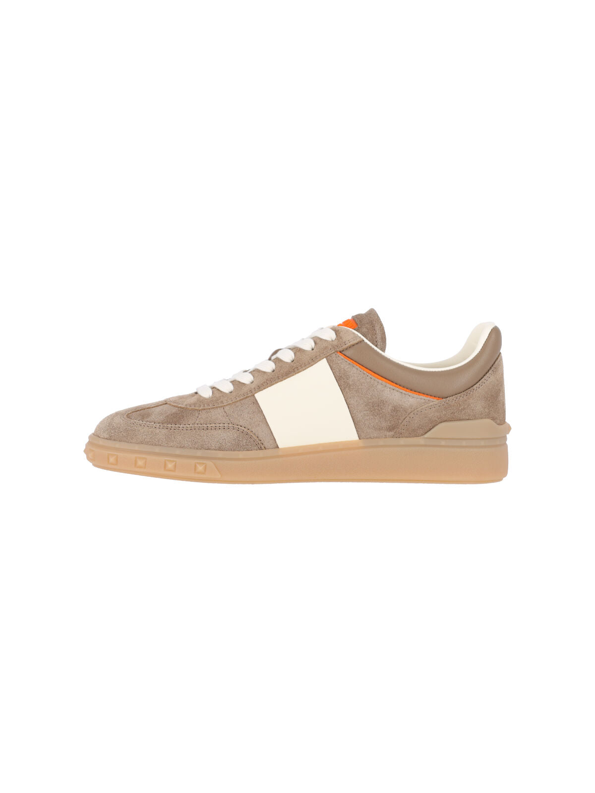 Taupe Low-top Suede Panel Sneakers