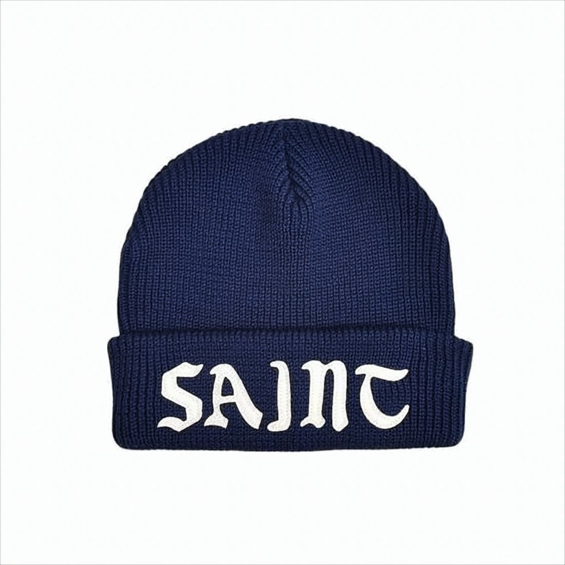 Chunky Knit Wool Beanie With Gothic Lettering