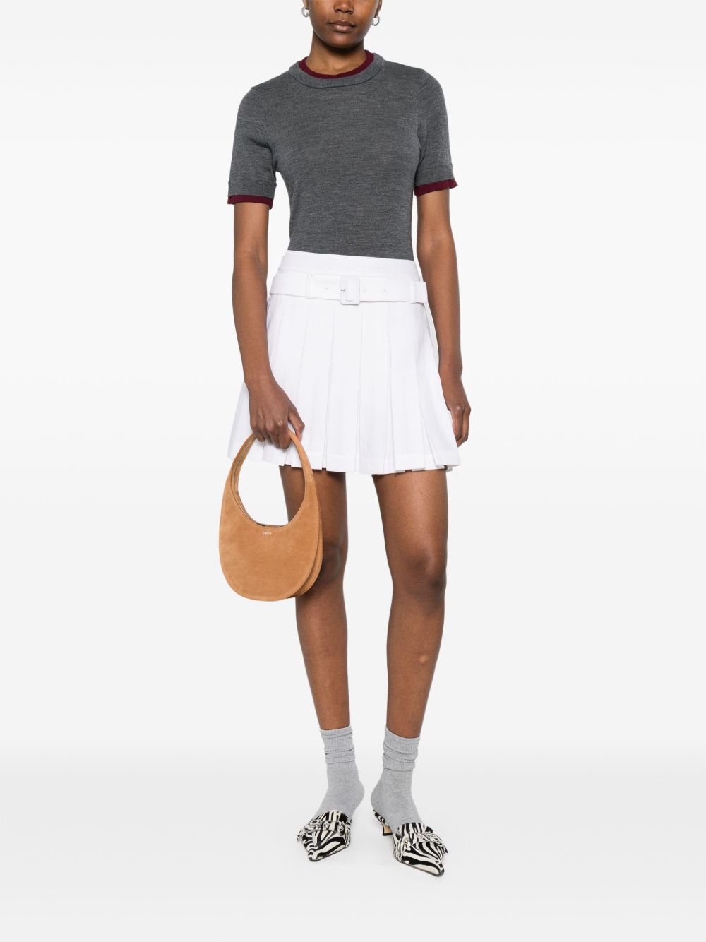 Crescent-Shaped Suede Handbag