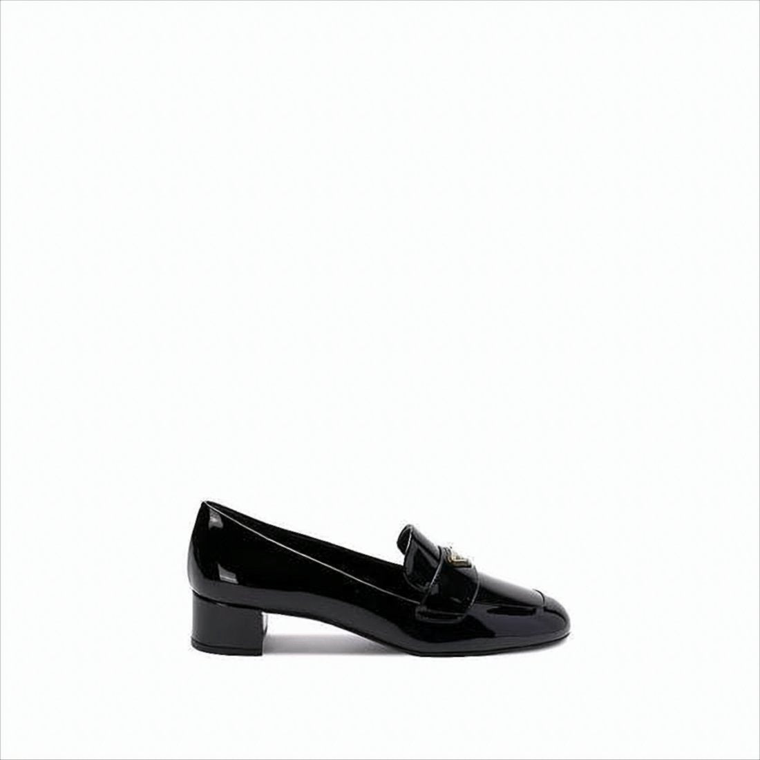Sleek Glossy Leather Pumps with Low Block Heel