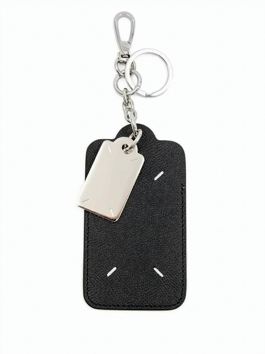 Rectangular Black Leather Keyring