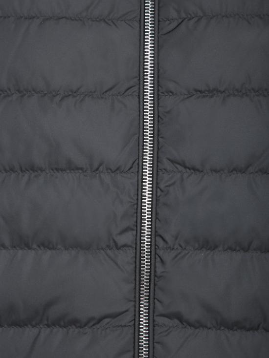 Quilted Black Wool and Cashmere Zip-Up Cardigan