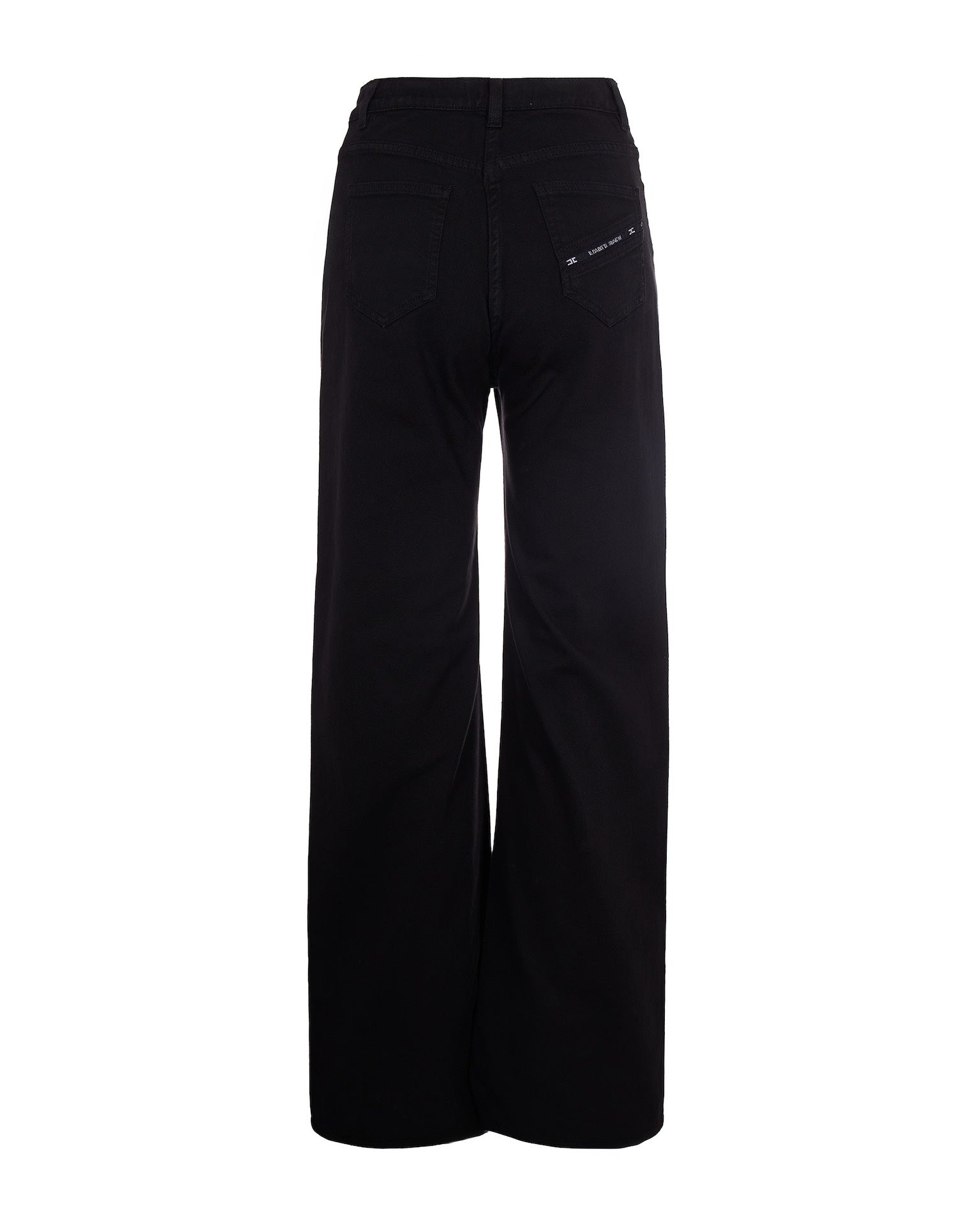 Wide-Leg Denim Pants with Golden Logo Details