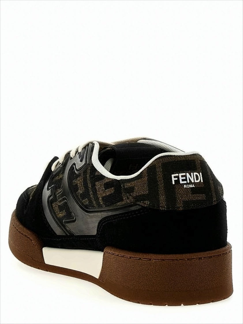 Monogram Pattern Low-Top Sneakers with Calf Leather