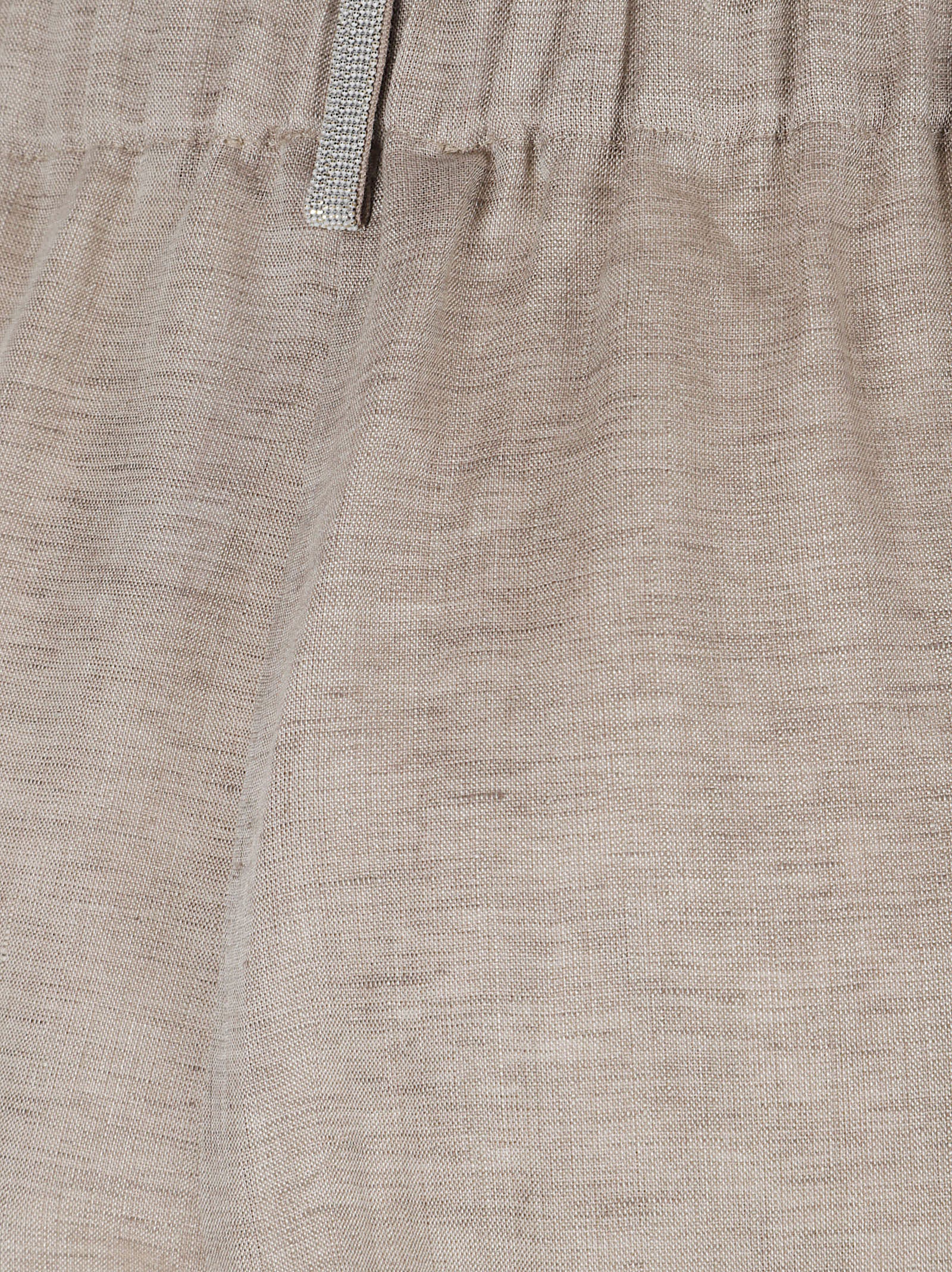 Linen Pull-On Trousers With Textured Finish