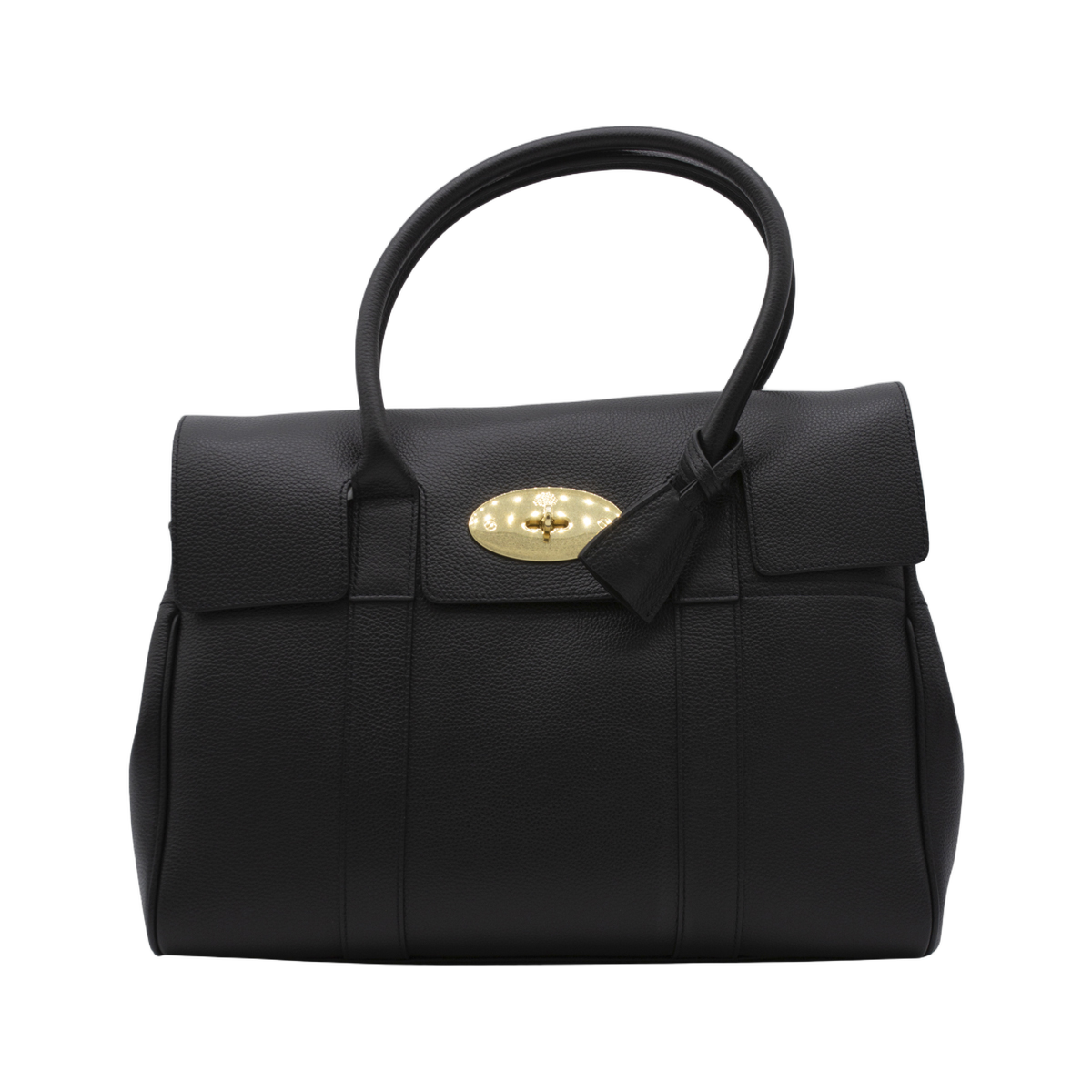 Structured Handbag with Polished Gold-tone Turn-lock Closure