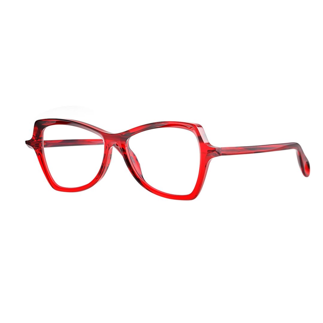 Bedtime 006 Red Lined+Transparent Red Bold Transparent Red Cat-Eye Eyewear