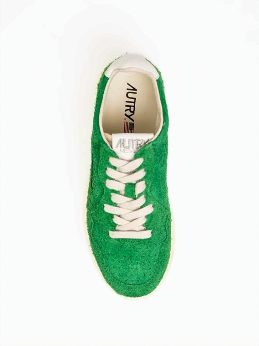 Textured Green Low-Top Sneakers with Beige Sole