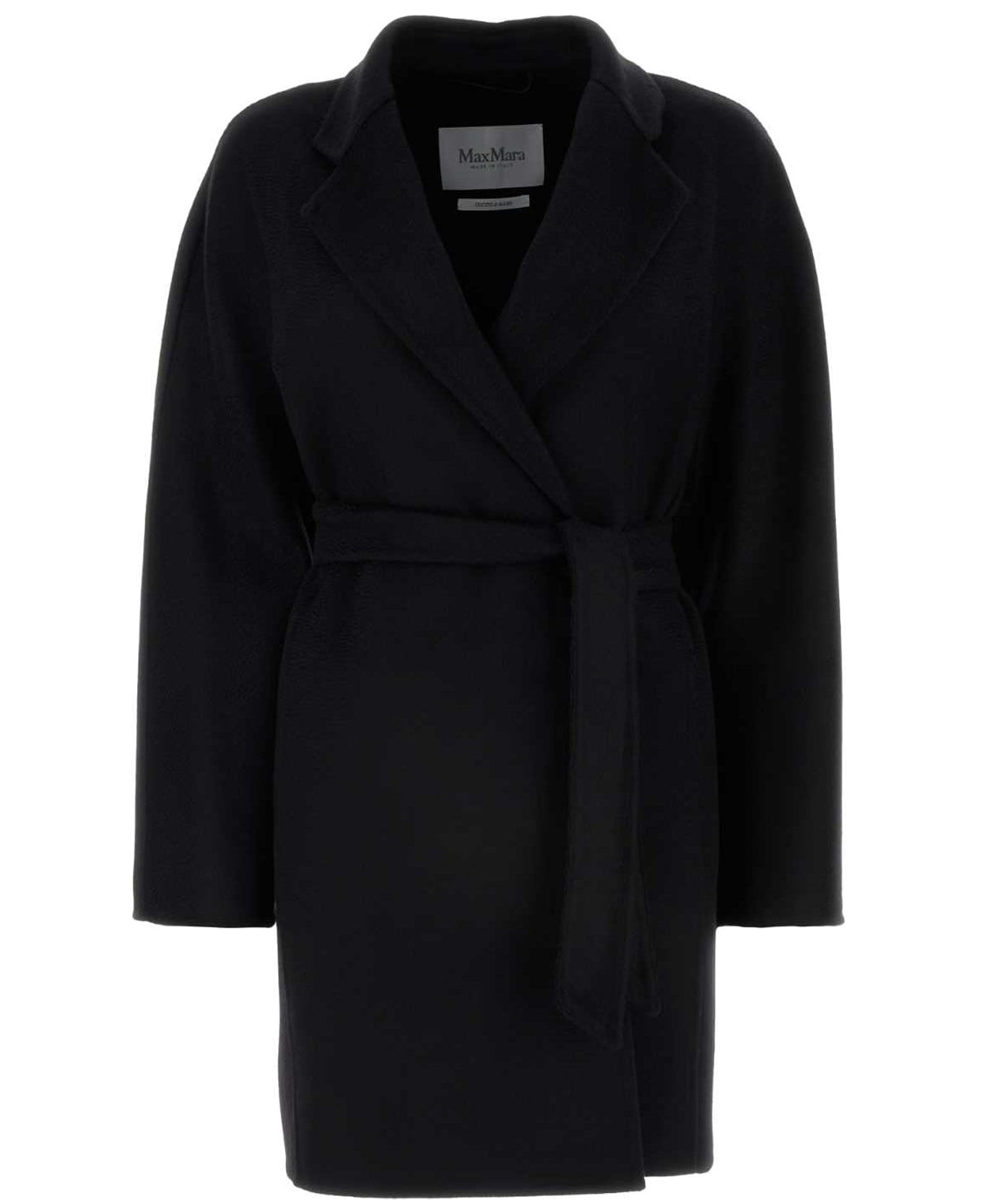 Knee-Length Cashmere Wrap Coat with Self-Tie Belt