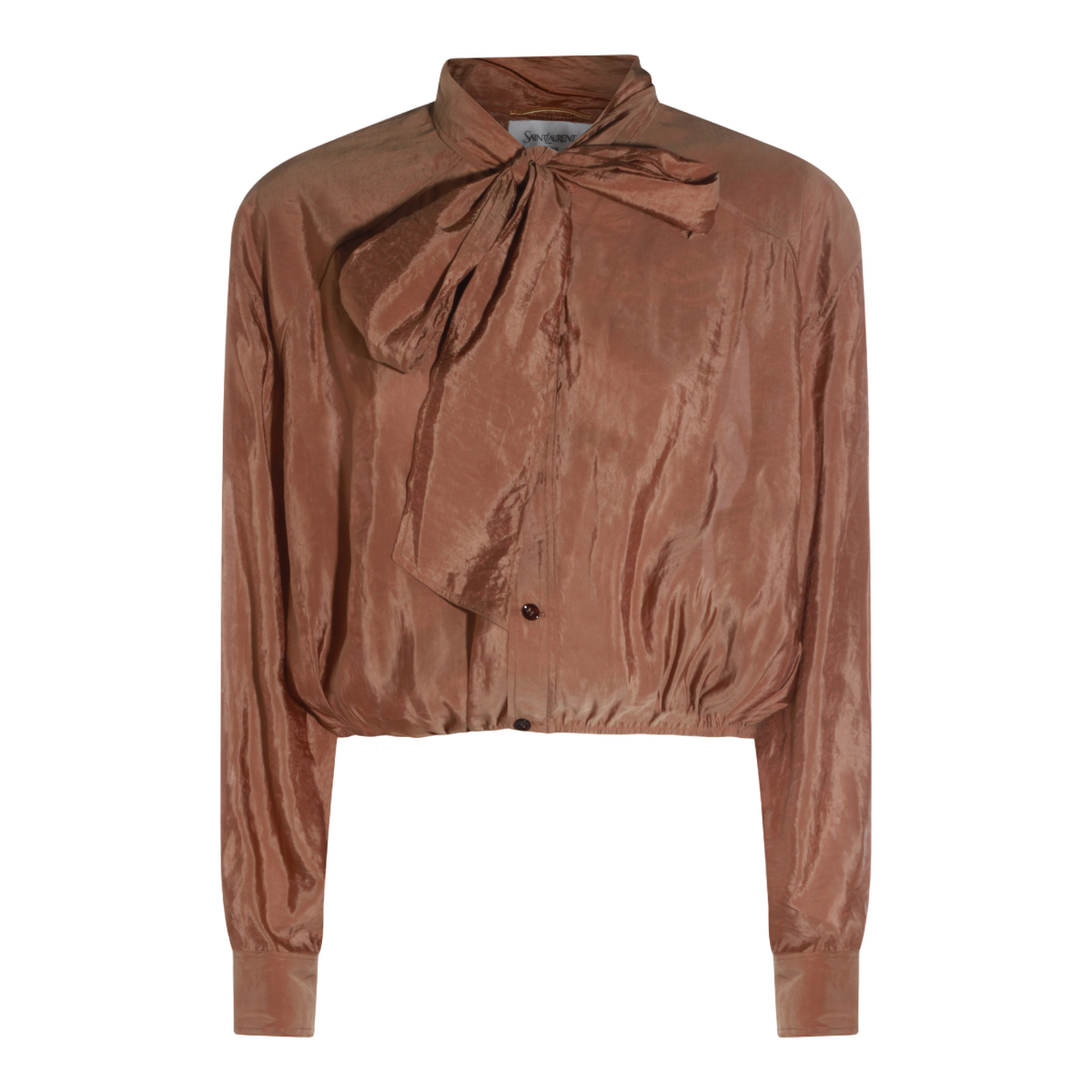 Bow Tie Detail Brown Blouse