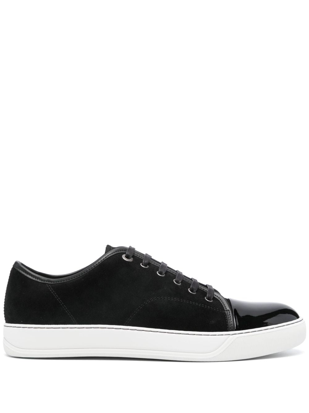 Round Toe Patent Finish Black Sneakers