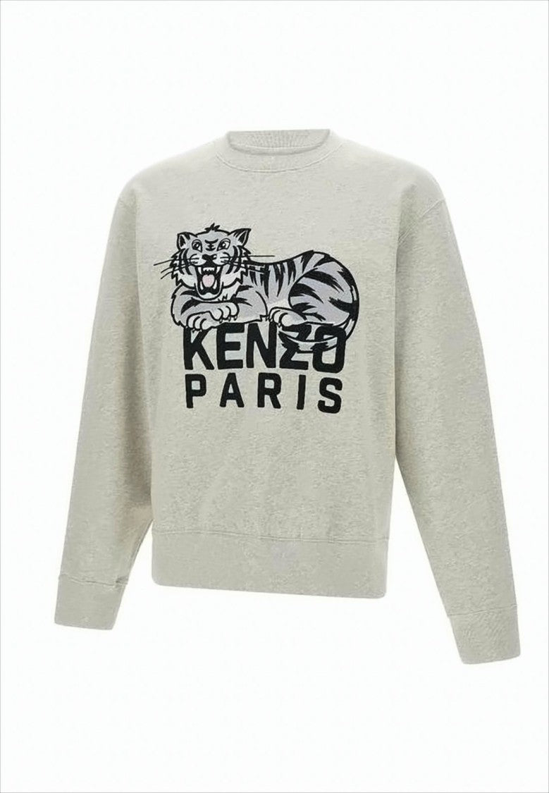 Relaxed Fit Long-Sleeve Sweatshirt with Bold Tiger Graphic