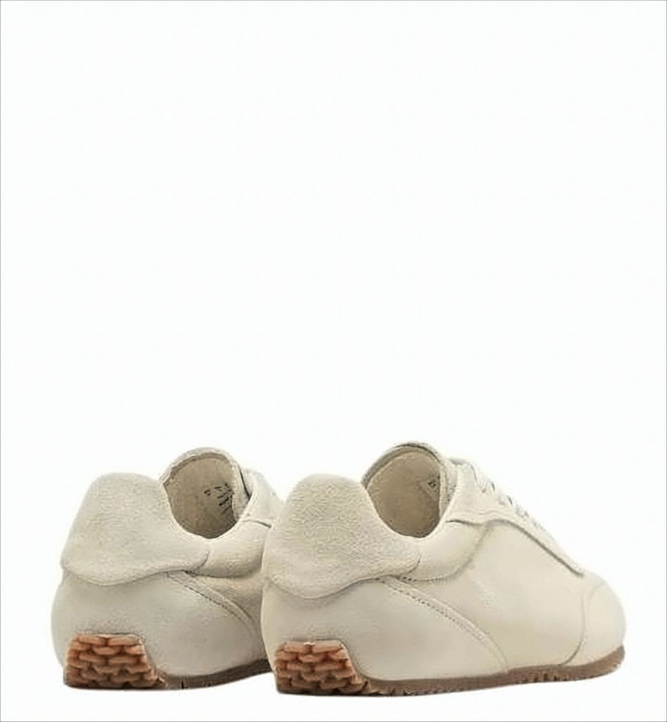 Suede Low-Profile Sneakers with Textured Rubber Sole