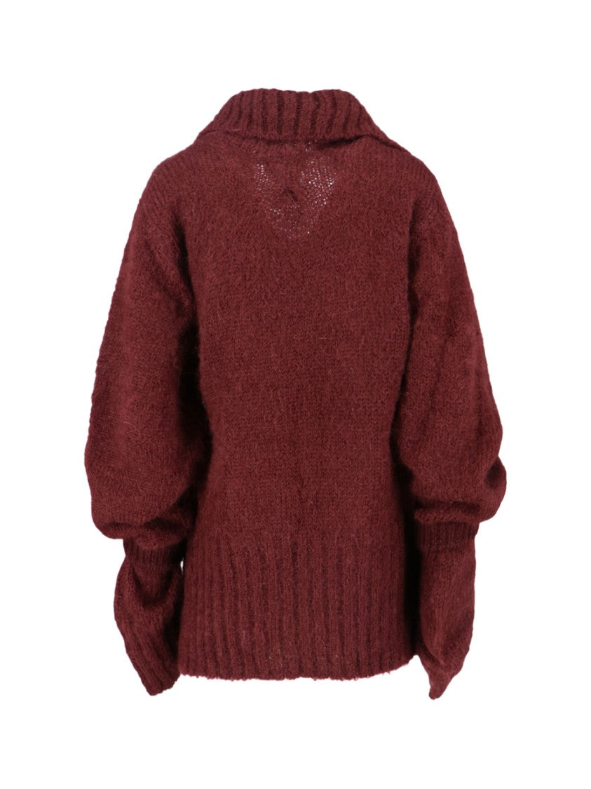Oversized Mohair-Blend Cardigan – Bordeaux