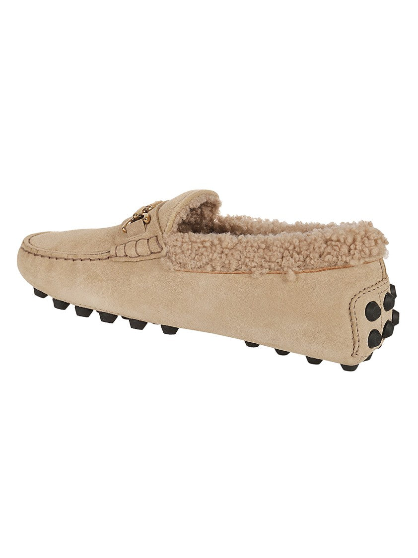 Moccasin-Style Suede Flat Shoes