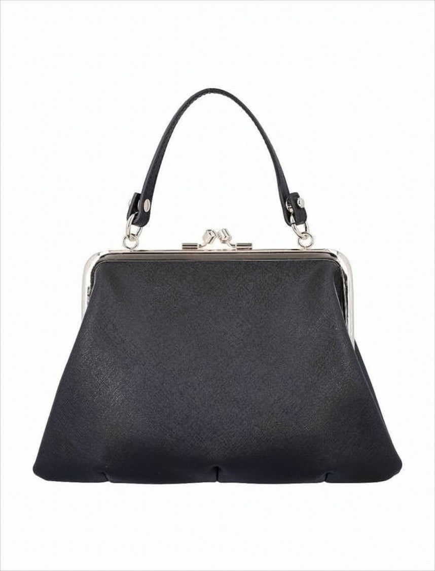Textured Synthetic Leather Crossbody Bag with Gold-tone Accents
