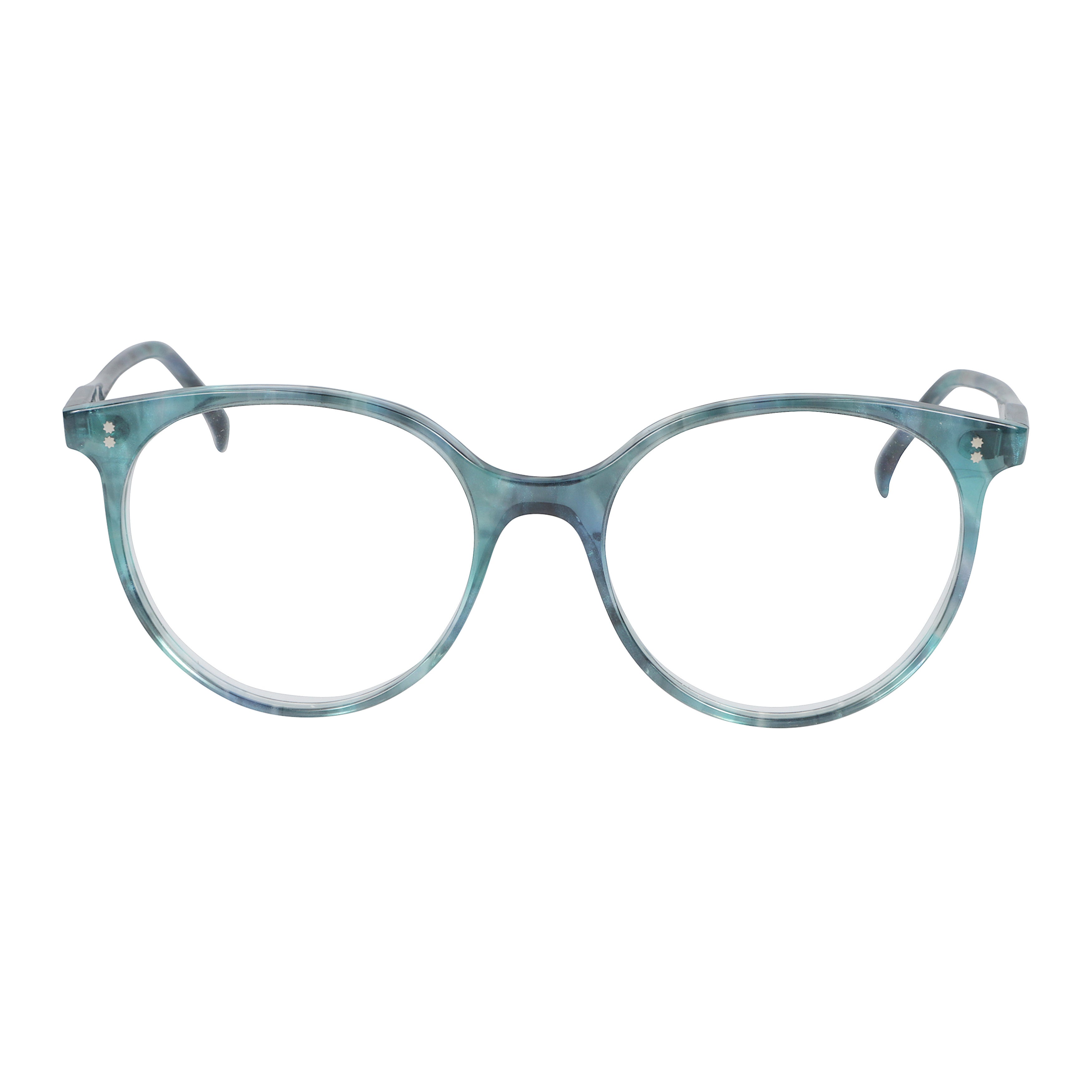 Cynda/N-54 Translucent Marbled Teal and Blue Cat-Eye Sunglasses
