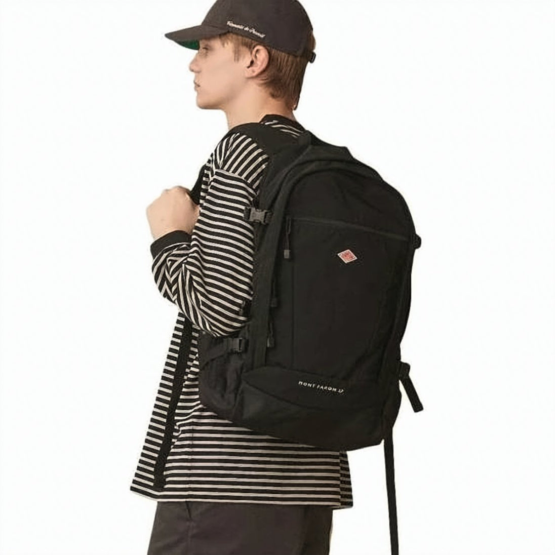 Black Structured Polyester Zip Closure Backpack