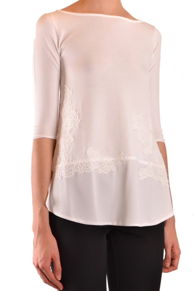 Multicolor Sweater With Lace Appliqué