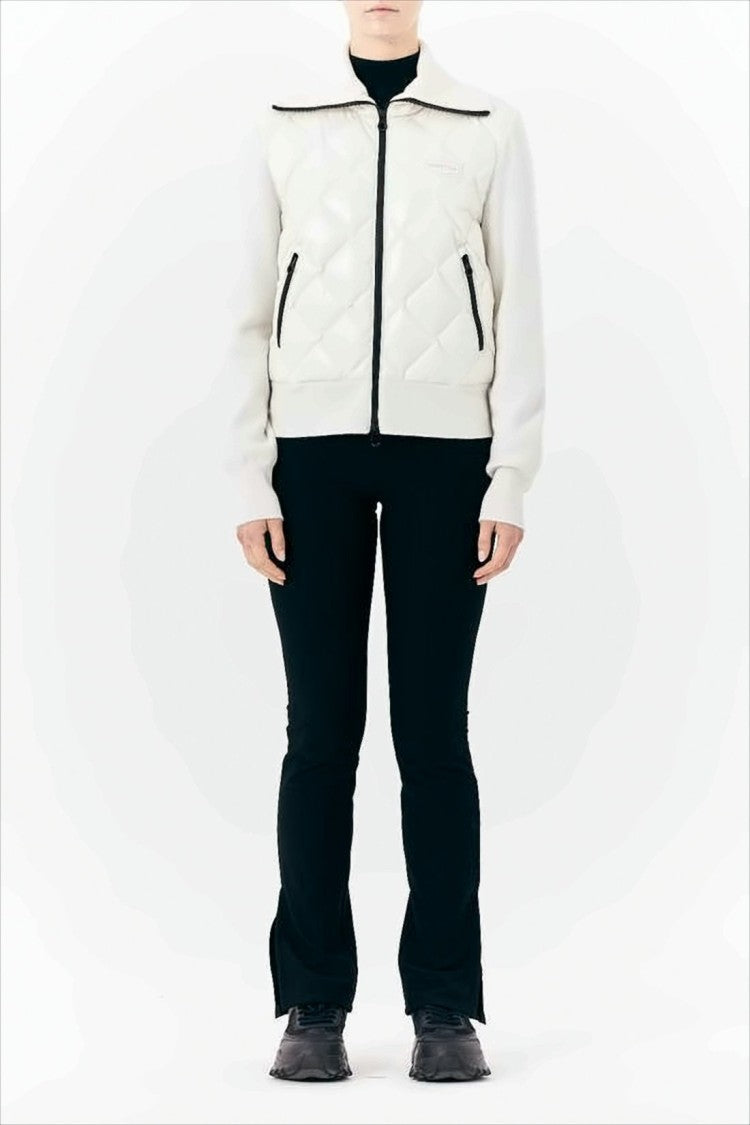 Quilted Front Jacket with Knit Sleeves
