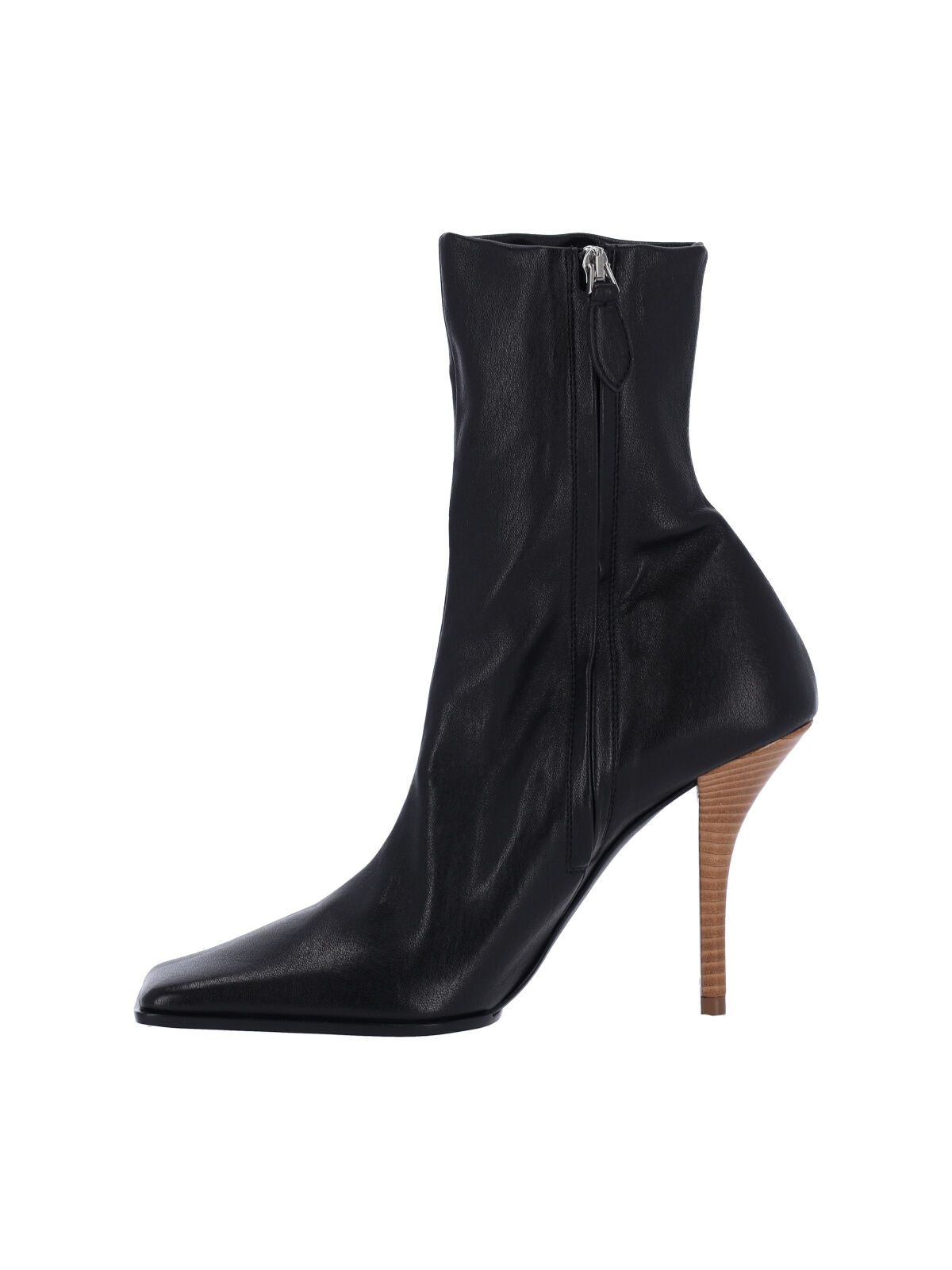 Black Sot Square Side Zip Ankle Boots