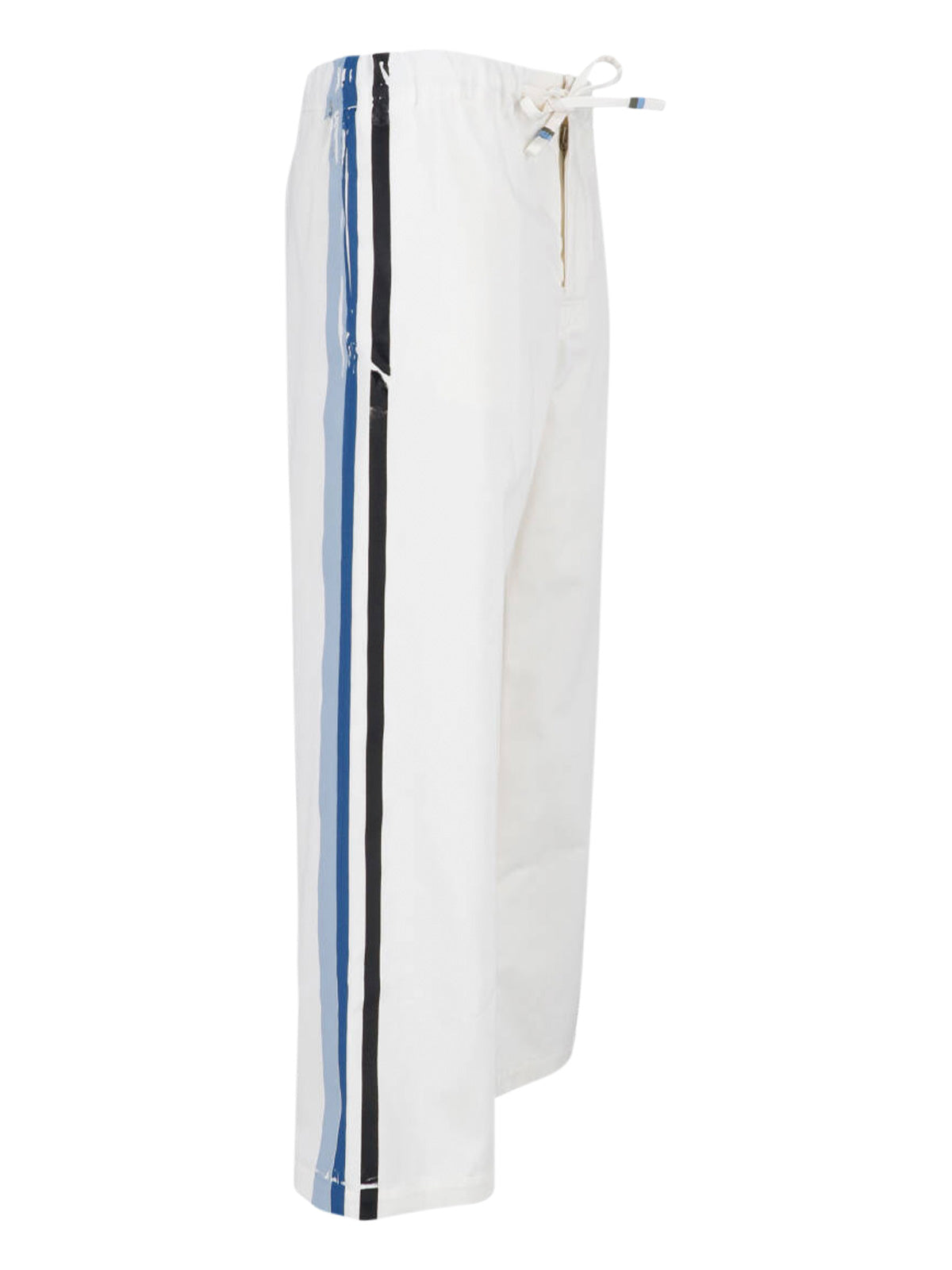 White Brushstroke Stripe Poplin Pants