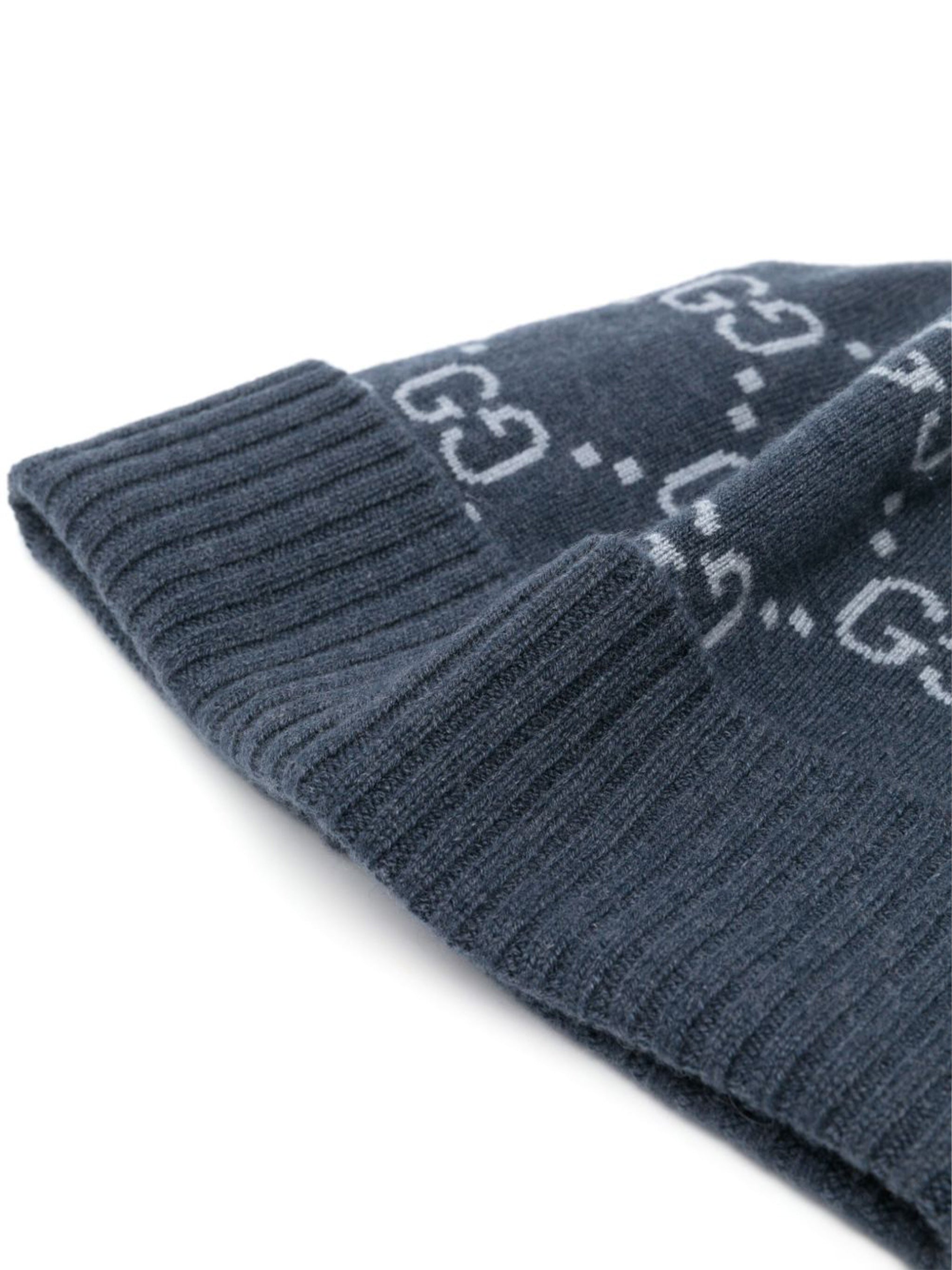 Blue Nuancie Knit Double G Beanie