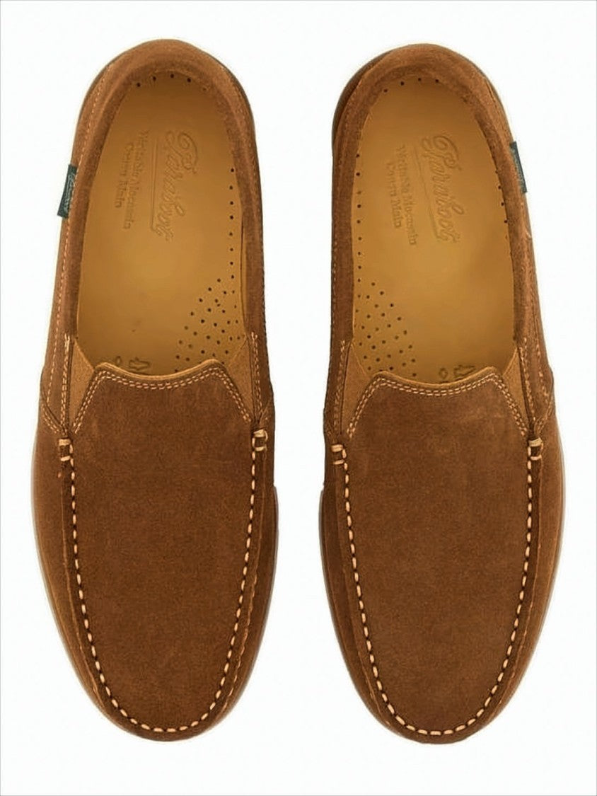 Brown Suede Loafers with Moccasin Toe Design
