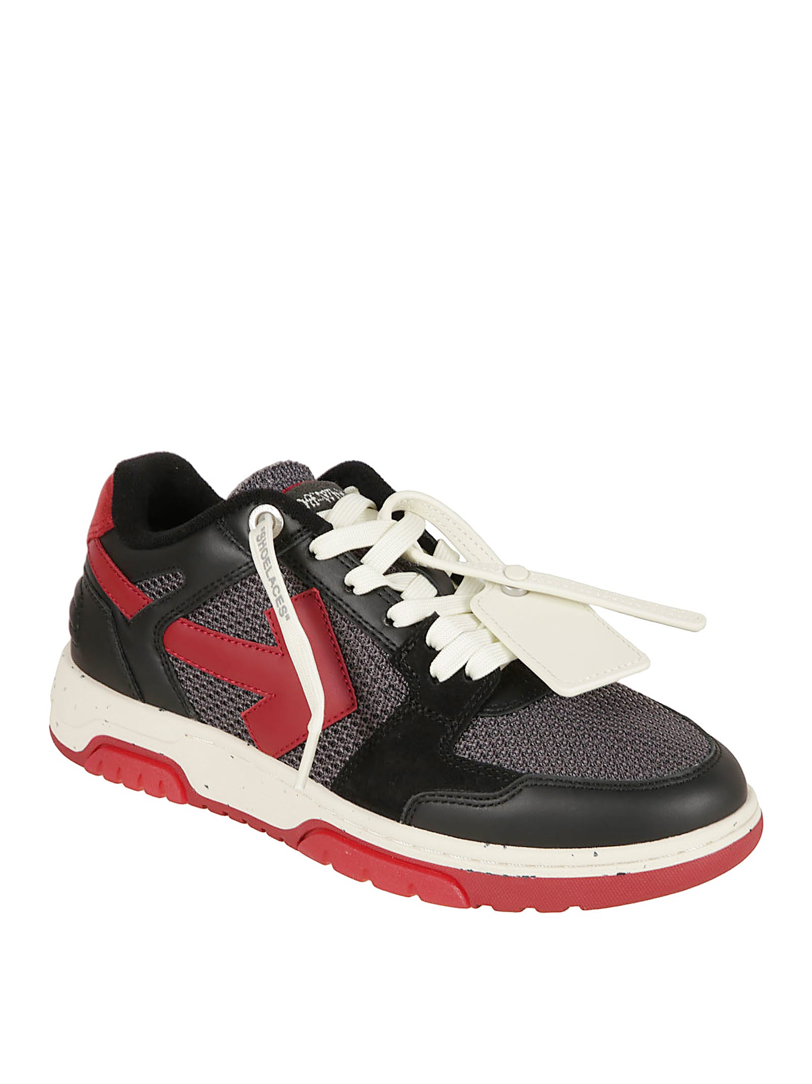 Sporty Black Mesh And Leather Off-White Sneakers