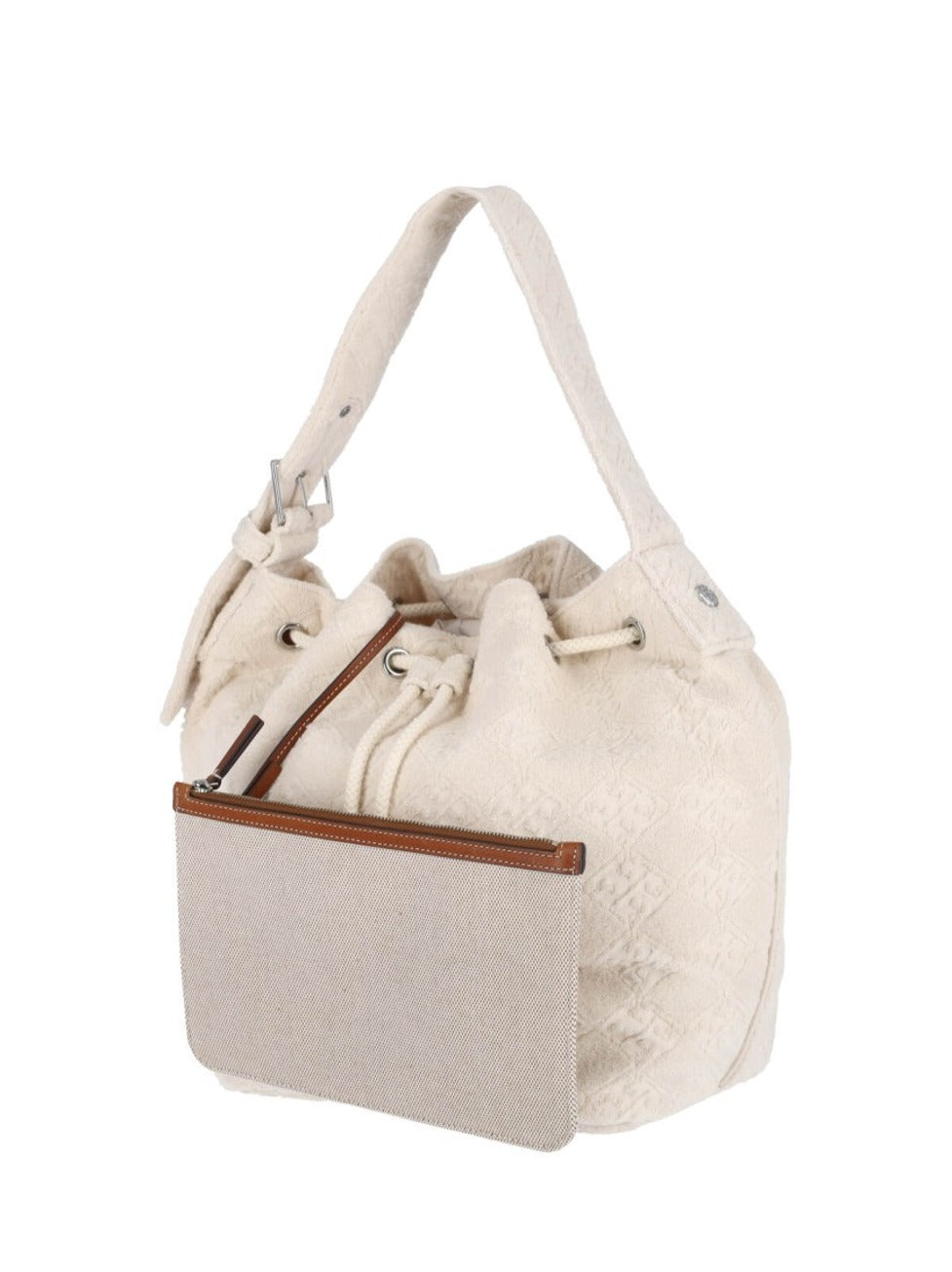T Monogram Bucket Bag – White