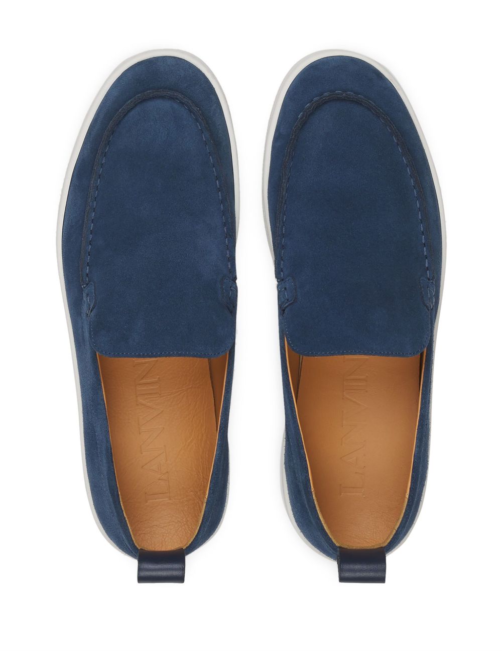 Navy Blue Suede Slip-On Loafers