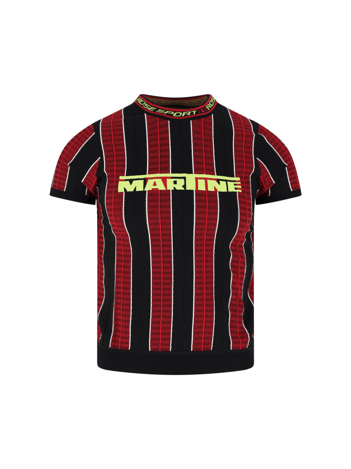 Red Ribbed Striped Cotton T-Shirt