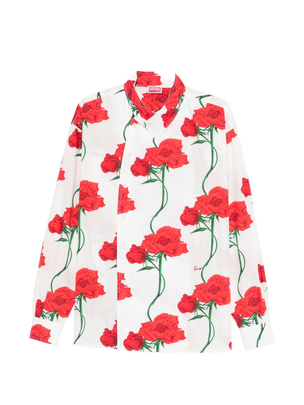 Floral Print Casual Shirt with High Collar