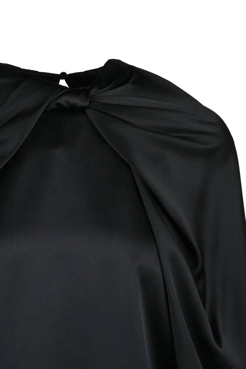 Key Satin Blouse Silk - Black