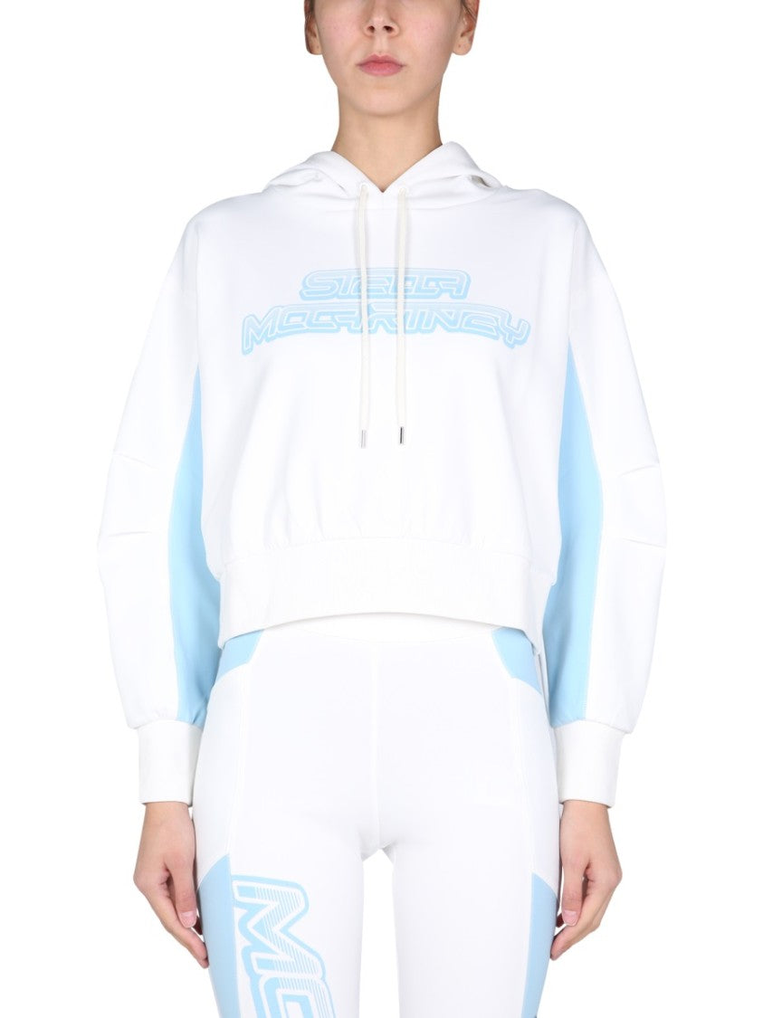 Cropped Sweatshirt With Drawstring Hood
