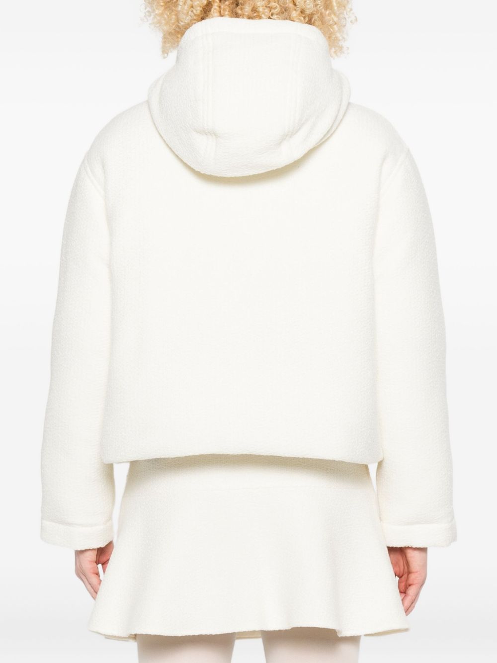 Cropped White Hooded Coat