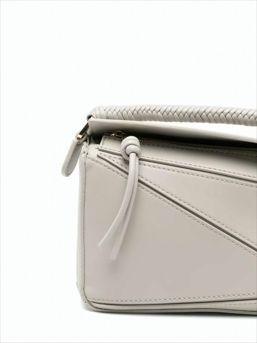 Geometric Structured Tote Bag with Braided Handle