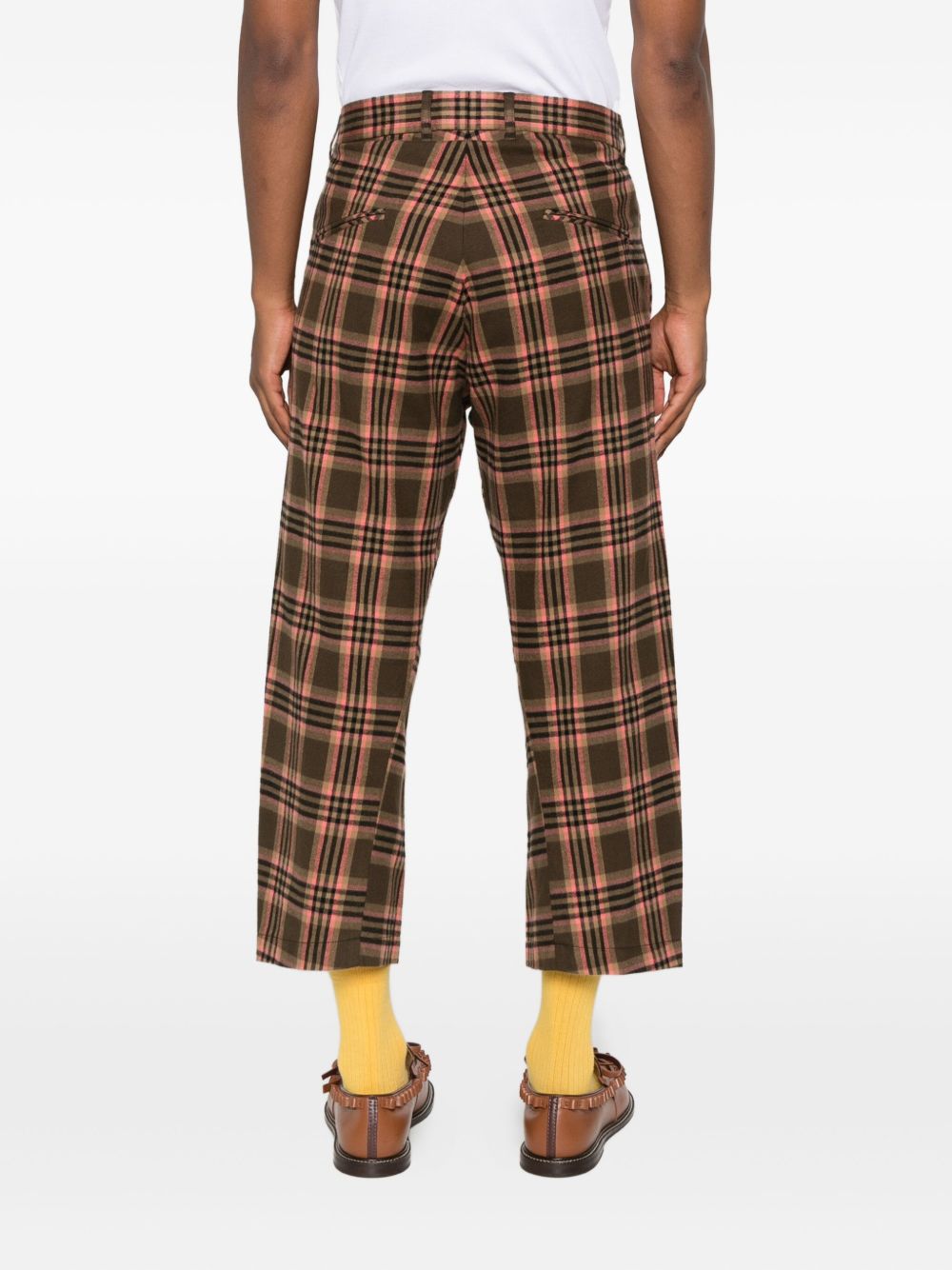 Cropped Brown Check Trousers