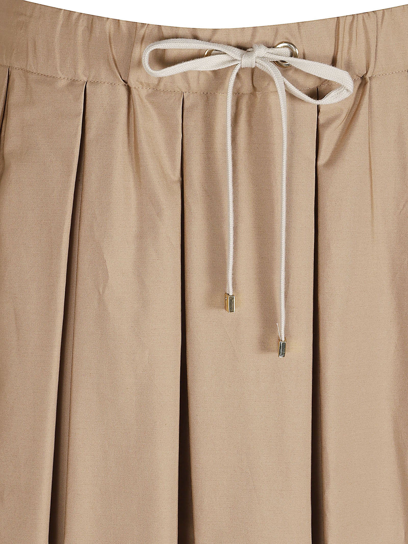 Voluminous Brown Cotton Pleated Skirt with Adjustable Waistband