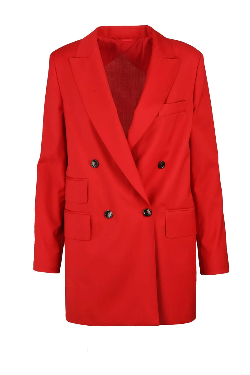 Nebbie Double-Breasted Jacket - Red