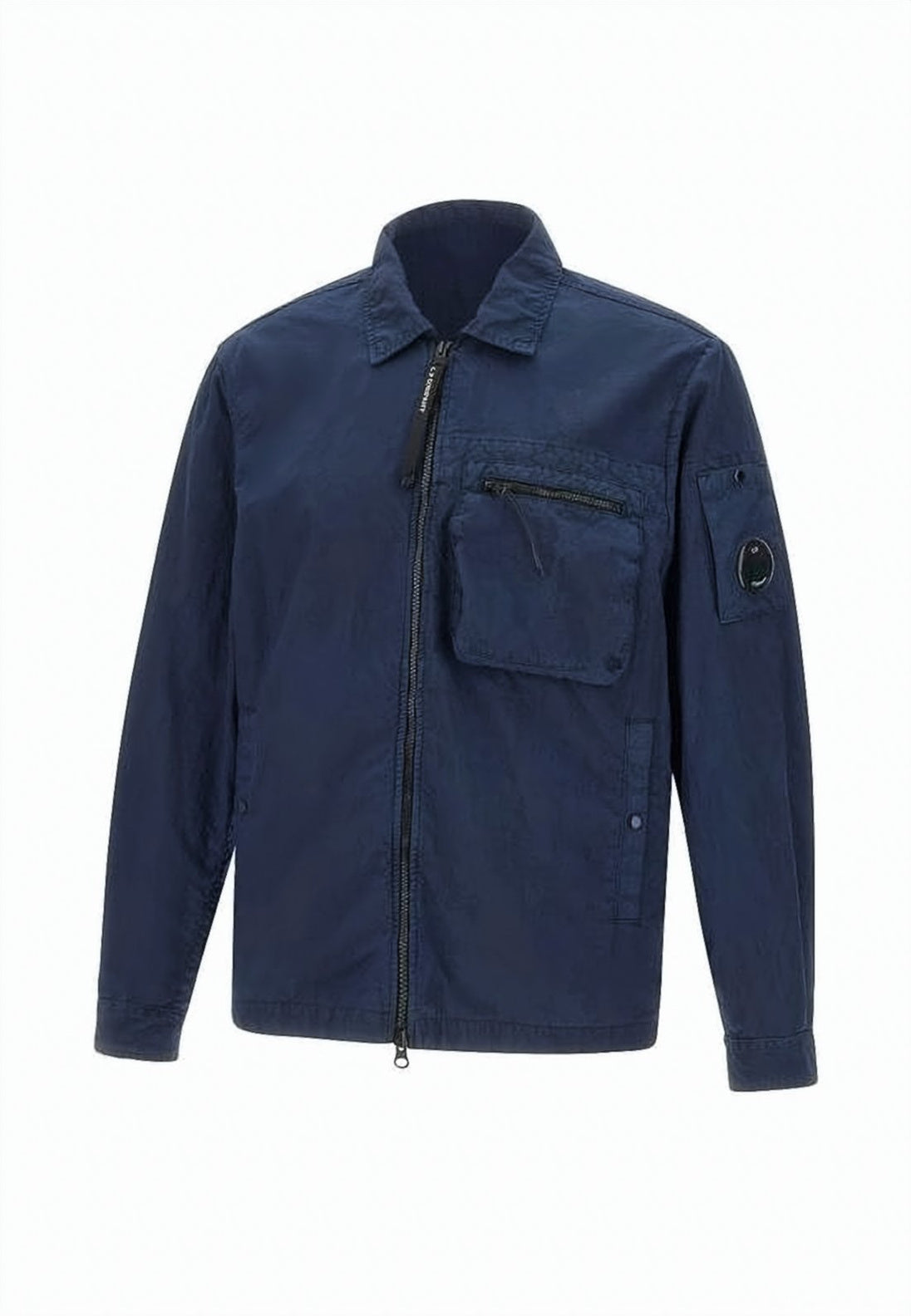 Structured Utility Jacket with Zipper Closure and Logo Patch