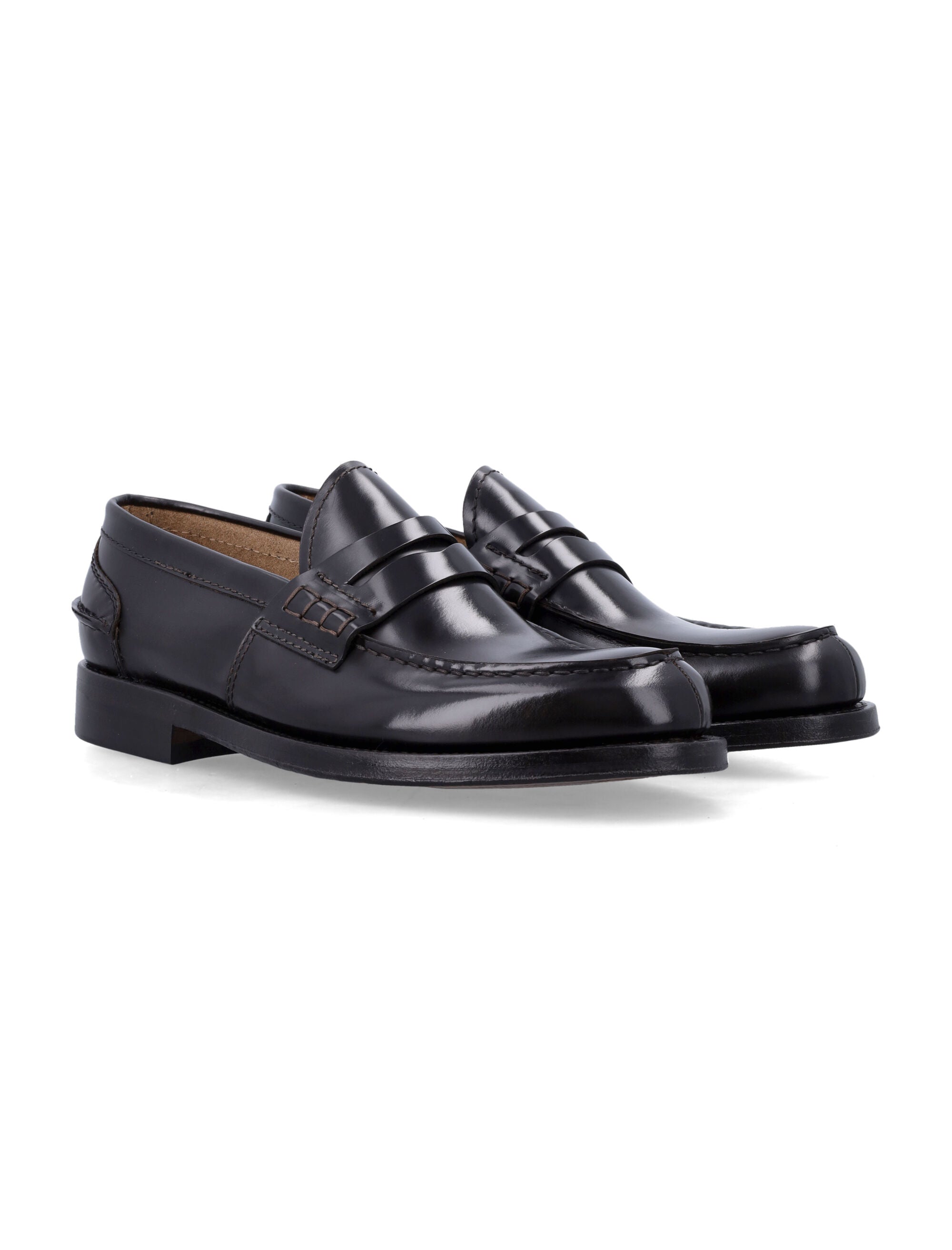 Polished Black Leather Loafers