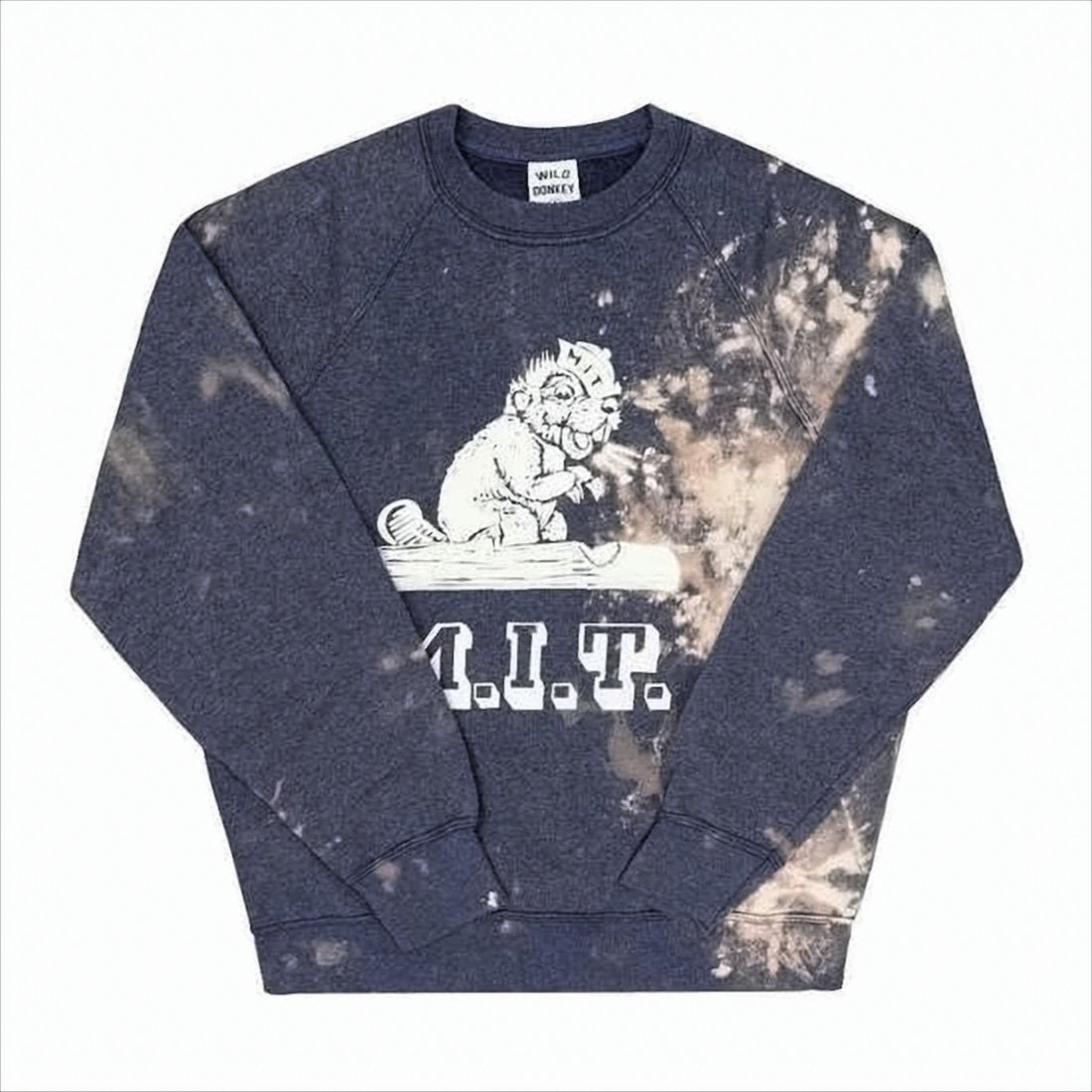 Bleached Tie-Dye Long-Sleeve Sweatshirt with Graphic Detail