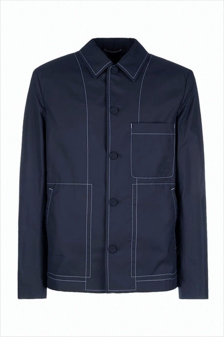 Structured Black Jacket with Contrasting Stitching