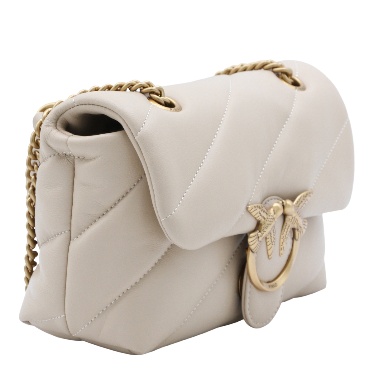 Quilted Flap Bag With Gold-Tone Bird Clasp