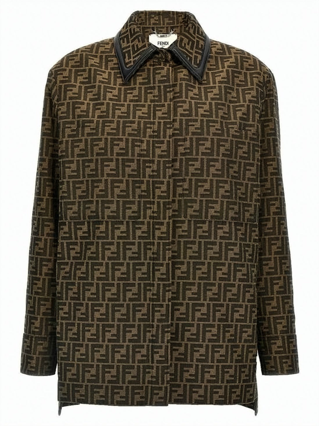 Monogram Patterned Jacket With Leather Trim