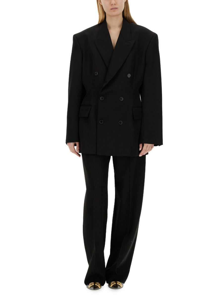 Oversized Wool Jacket with Cinched Waist